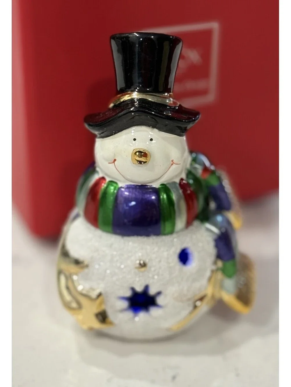 Rare Lenox Christmas Figurine Light Up SNOWMAN 6.5 in Porcelain Smiling, Scarf